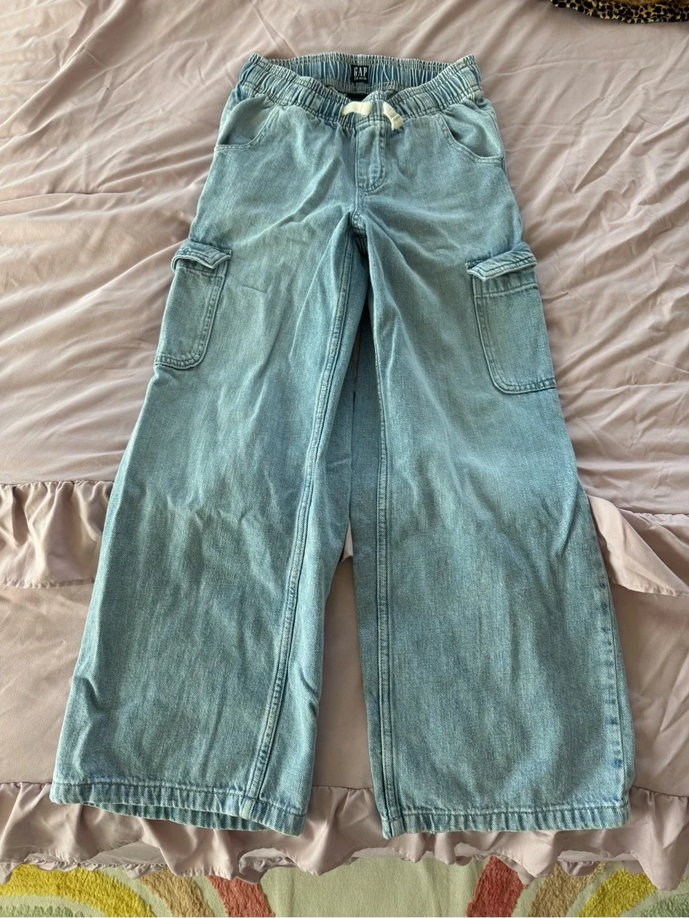 GAP Light Blue Wide-Leg Cargo Jeans - girls size XL
